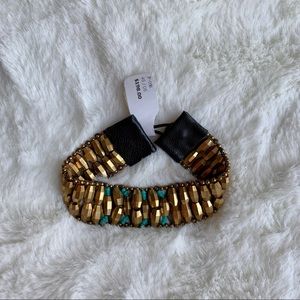 Johnny Was Gold & Turquoise Beaded Bracelet